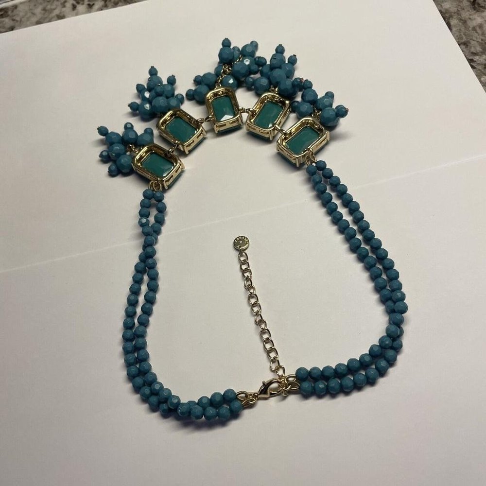 Signed T - Talbots Blue Beaded Statement Costume … - image 5